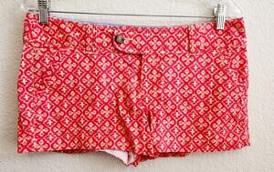 Red Camel Orange Floral Print Flat Front Chino Shorts 9 Juniors Lightweight Soft